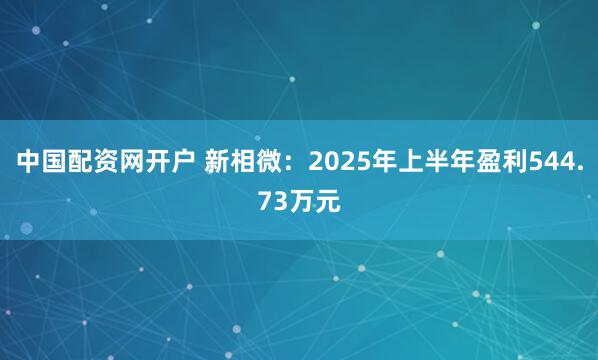 中国配资网开户 新相微：2025年上半年盈利544.73万元